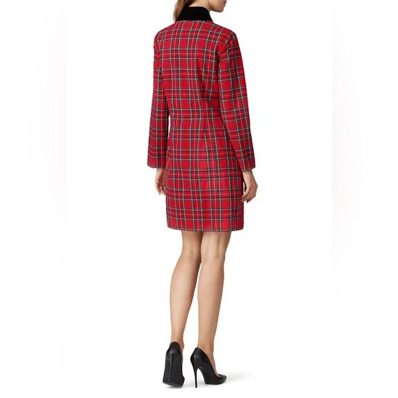 Sail to Sable STS Red Tartan Plaid Velvet Trim Dress XS NWT - Picture 7 of 14